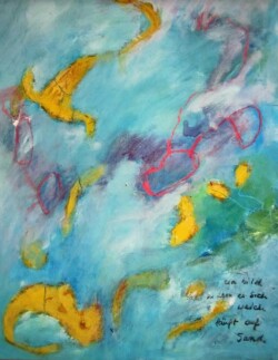 "Ein bild in dem es sich weich läuft auf sand"
(50x65)
Cécile Pluvinage
Encres, acrylique sur toile